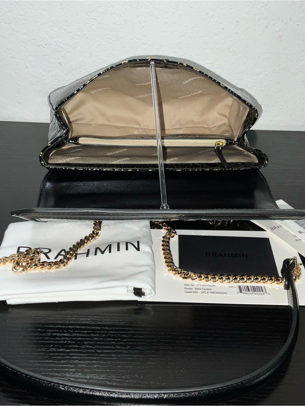 Brahmin Rosalie BLACK CAVATICA Crossbody Shoulder Bag Snake Print - Picture 7 of 8